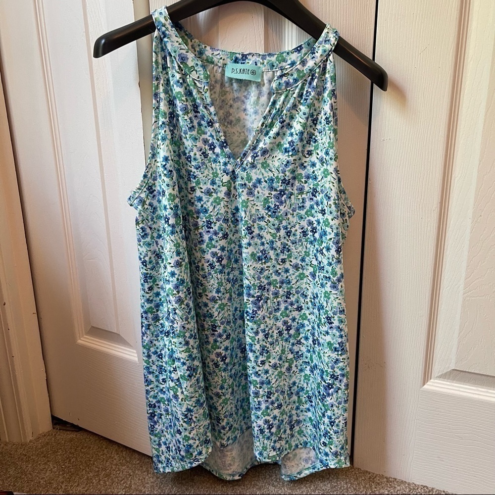 P.S. Kate blue floral shirt